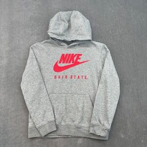 Ohio State Buckeyes Nike Kids Youth Medium Gray Pullover Hoodie Logo Fleece